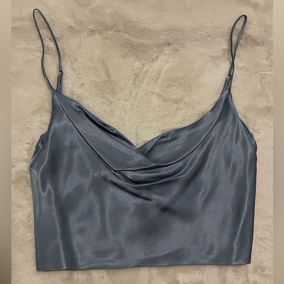 ZARA- Satin Effect Short Top Cowl Neck - Picture 4 of 5